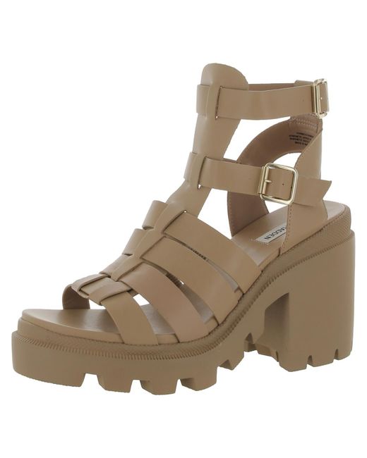 Steve Madden Natural Cosmic Faux Leather Ankle Strap Gladiator Sandals