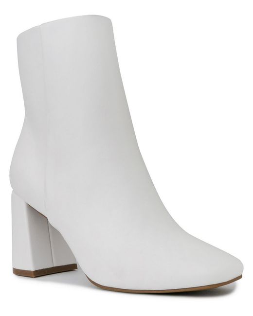 Sugar White Element Faux Leather Ankle Booties