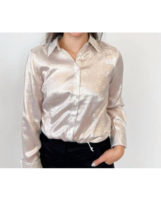 Greylin Gray Odessa Metallic Button Down Top