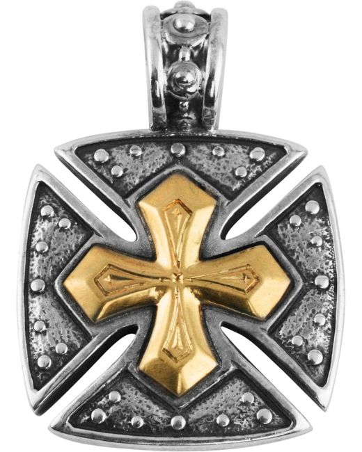 Konstantino Gray Byzantium Sterling Silver & Bronze Maltese Cross Pendant Stkj297-300 for men