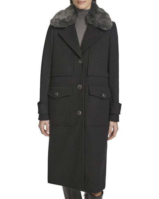 Andrew Marc Black Olpae Officer Wool-Blend Coat