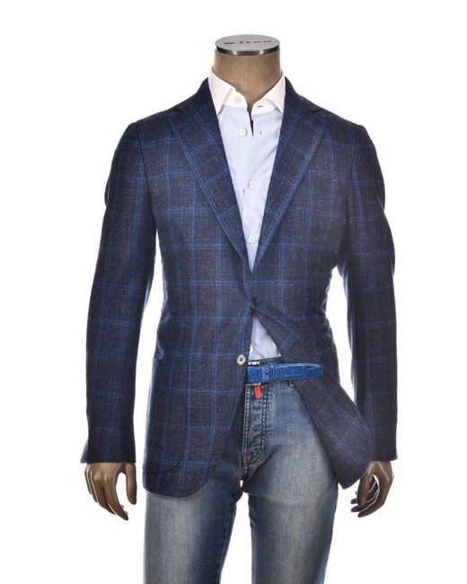 Sartorio Napoli Blue Dark- Windowpane Wool Sport Jacket for men