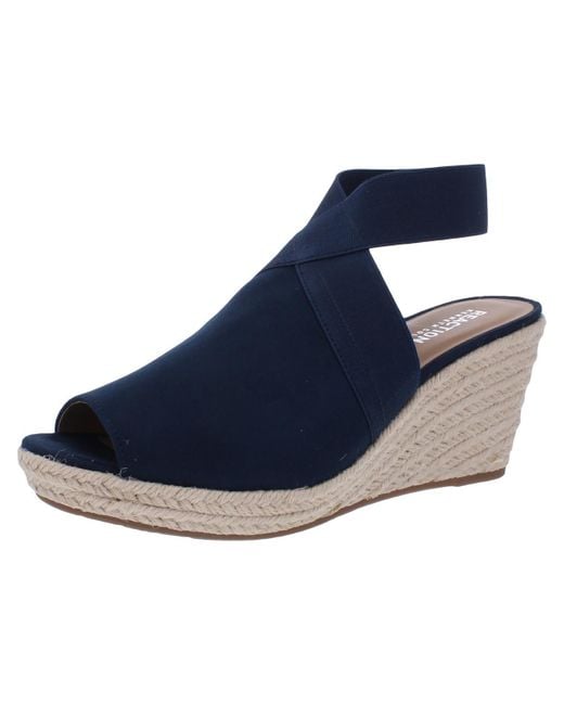 Kenneth Cole Blue Carrie Faux Suede Open Toe Mules