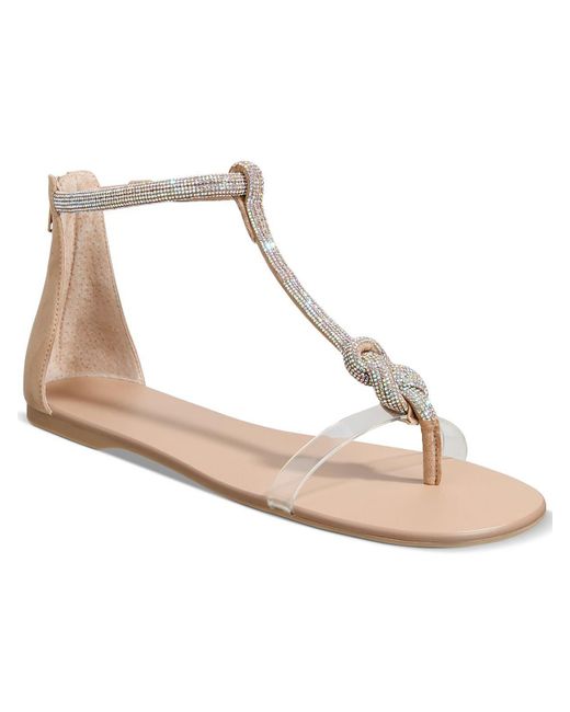 INC White Germani Embellished Knot-front Thong Sandals