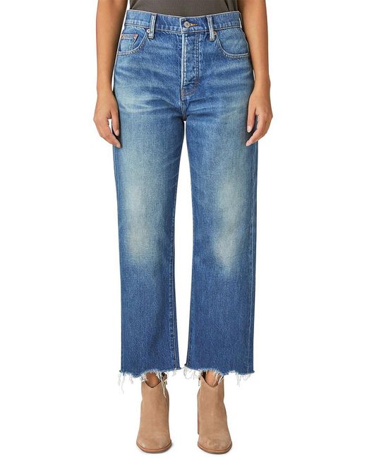 Lucky Brand Blue 90s Loose High Rise Raw Hem Cropped Jeans