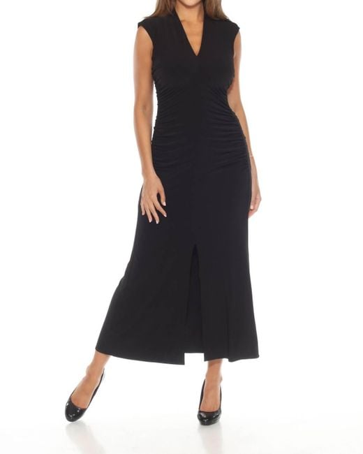 Joseph Ribkoff Ruched V-Neck High Slit Long Dress in Black | Lyst Joseph Ribkoff Ruched V-Neck High Slit Long Dress in Black | Lyst