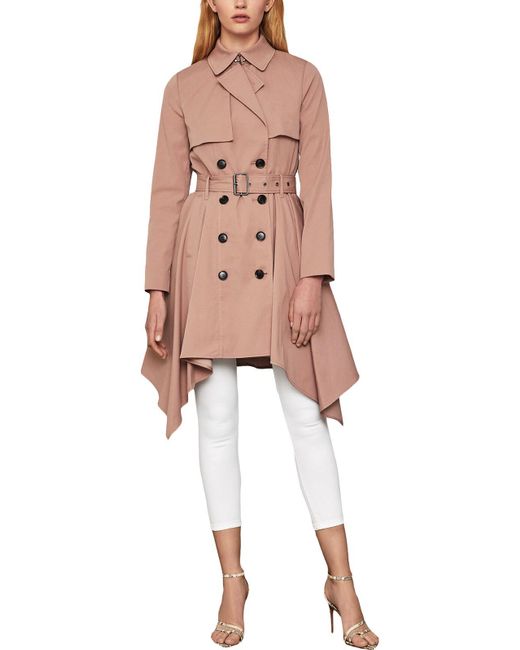 BCBGMAXAZRIA Pink Brielle Long Belted Trench Coat