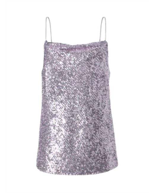 Iris Setlakwe Purple Raindrop Sequin Adjustable Cami Top