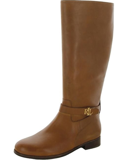 Lauren by Ralph Lauren Brown Brittaney Leather Side Zip Mid-calf Boots