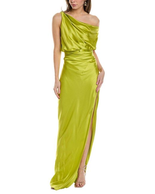 The Sei Green Asymmetrical Silk Gown