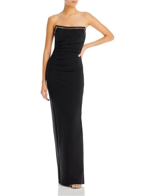 Chiara Boni Black Everly Embellished Strapless Cocktail And Party Dress