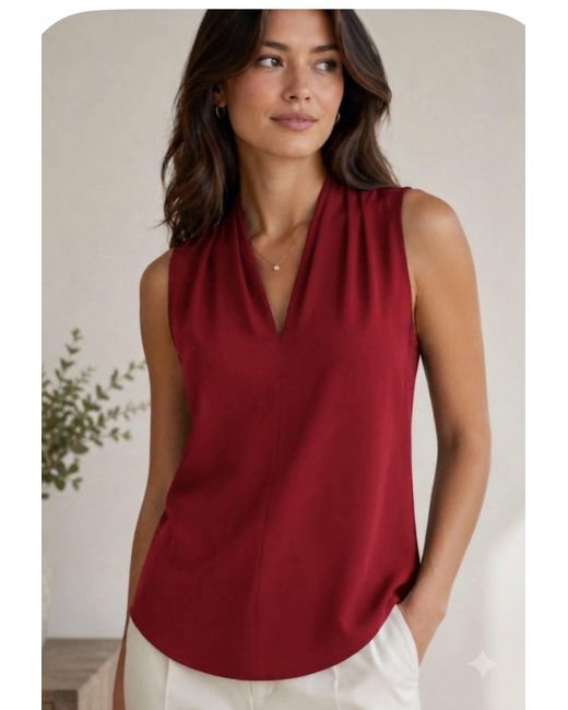 Iris Setlakwe Red Matte Jersey Pleated Top