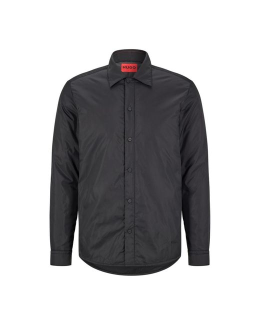 HUGO Oversized-fit Overshirt in Gray for Men | Lyst