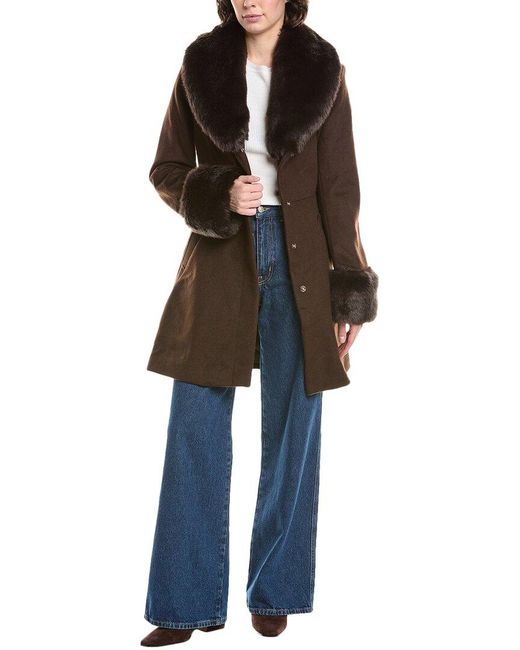 Via Spiga Black Wool-blend Belted Coat