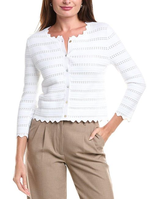 Tahari White The Alessandra Cardigan