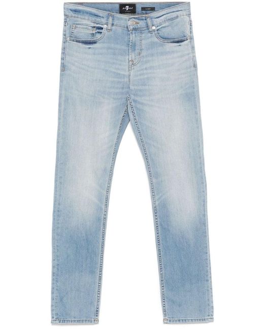 7 For All Mankind Blue Light Jeans With Concealed Fly for men