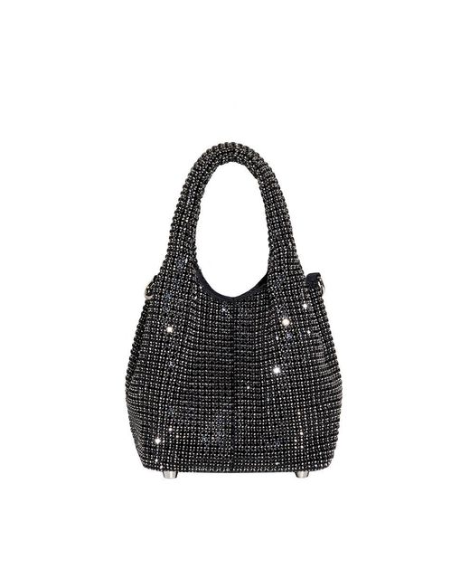 Melie Bianco Black Thea Crystal Crossbody Bag