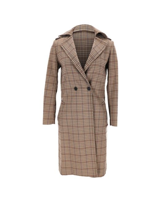 Sandro Brown Sandro Plaid Double-Breasted Coat