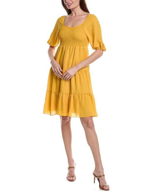 Nanette Lepore Yellow Crepe Chiffon Mini Dress