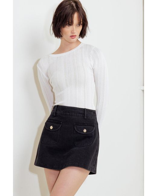 TRUEDAMES White Tailored Flow Woven Skort