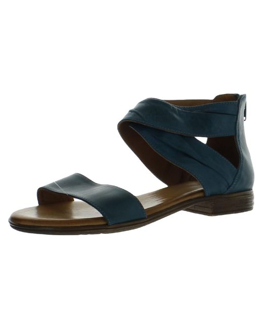 Miz Mooz Black Daphne Leather Ankle Strap Flat Sandals