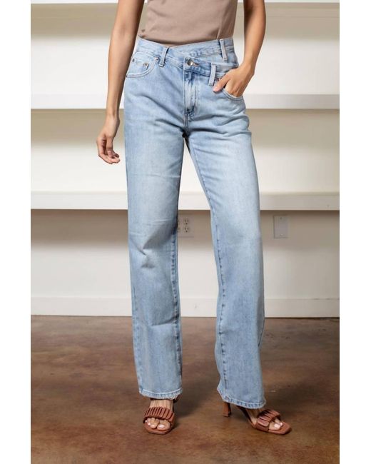 Pistola Blue Bobbie High Rise Wide Leg Jean With Crossover