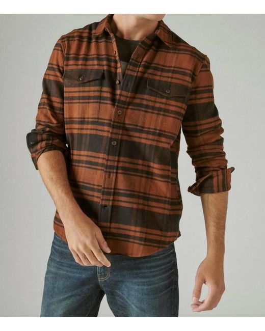 Lucky Brand Brown Plaid Workwear Clould Flannel for men