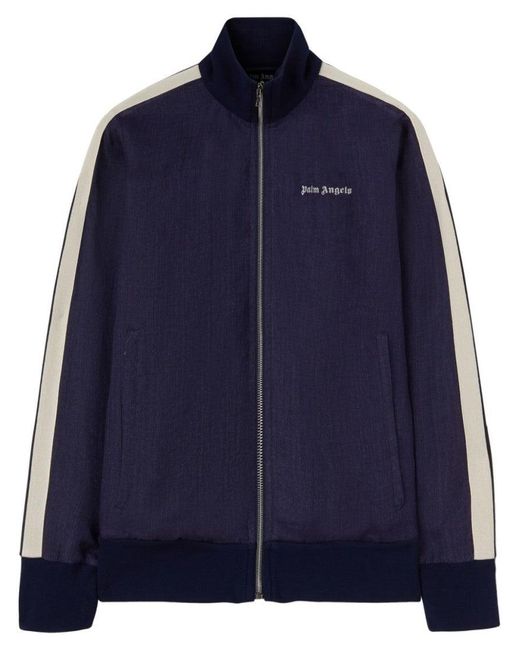 Palm Angels Blue Sweatshirt With Logo for men