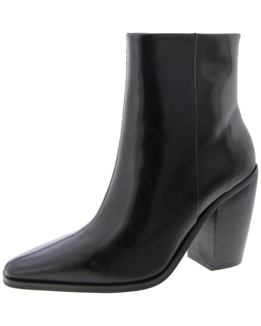 Vince Camuto Black Allie Leather Stacked Heel Booties