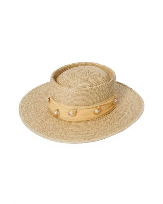 Lele Sadoughi Tan and White Women\'s Sun Hat Lele Sadoughi Ivory Woven Raffia Baseball Cap — Fashion Funster main image 4