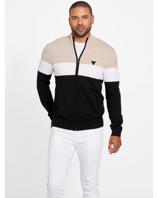 Guess Factory White Eco Luke Zip-up Mock Sweater for men