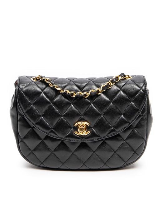 Chanel Vintage Black Mini Square Bag in Lambskin Leather with 24k