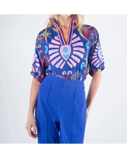 Emily Mccarthy Blue Amethyst Poppy Top