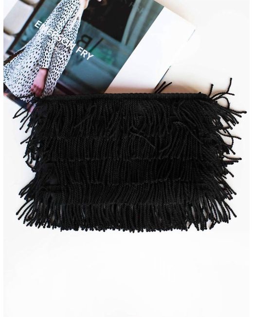 Emerson Fry Fringe Clutch In Black Lyst