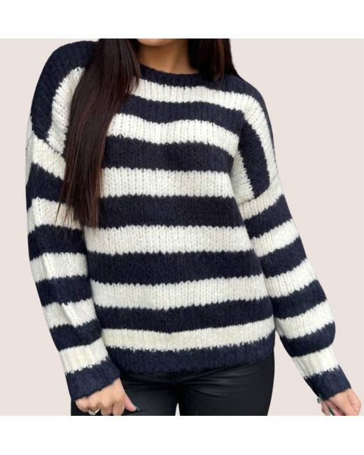 Molly Bracken Blue Striped Knitted Jumper Sweater
