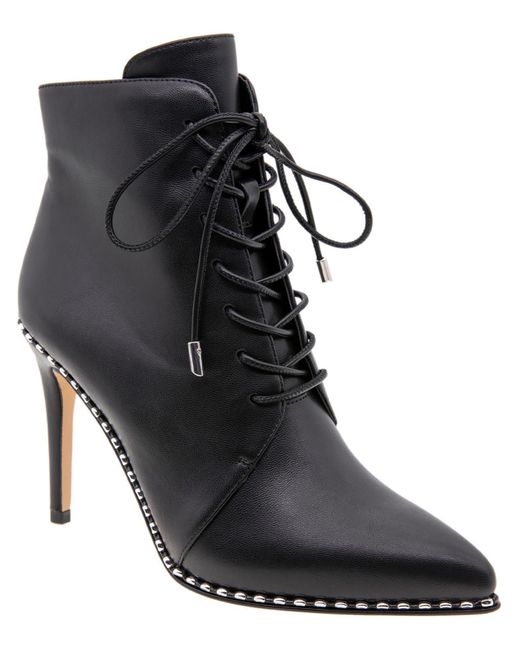 BCBGeneration Black Haxah Faux Leather Pointed Toe Ankle Boots