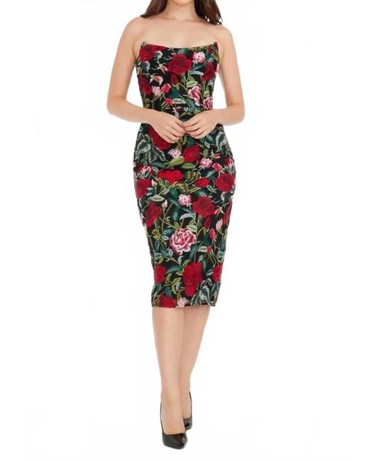 dress the population cosette strapless embroidered midi dress Dress The Population Cosette Strapless Corset Midi Bodycon Dress - Black - 20% Off