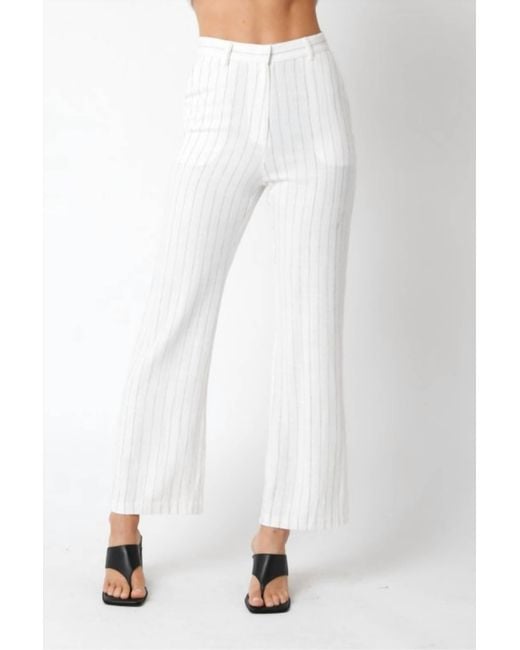 Olivaceous White Pinstripe Pants