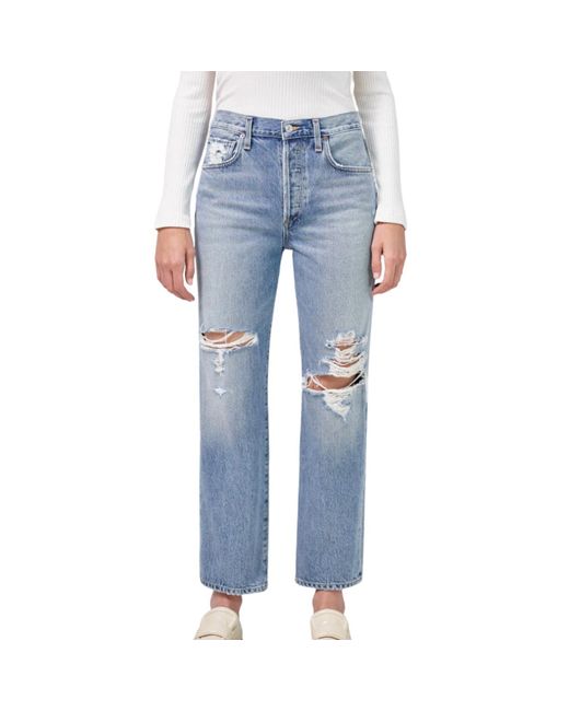 Citizens of Humanity Blue Emery Crop Relaxed Straight Jean
