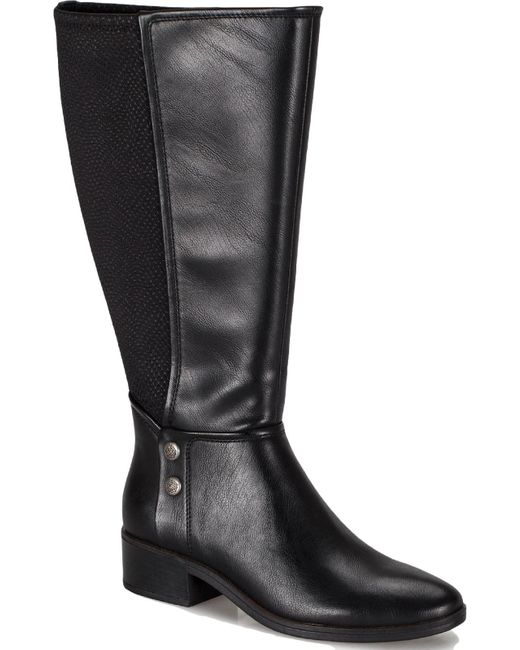 BareTraps Madelyn Wide Calf Faux Leather Knee-high Boots in Black | Lyst