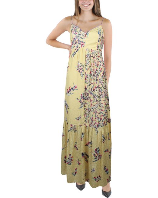 French Connection Metallic Flores Dobby Floral Print Maxi Sundress