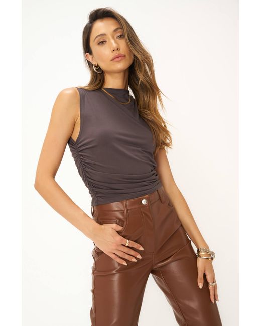 Project Social T Brown Wyatt Ruched Side Tank