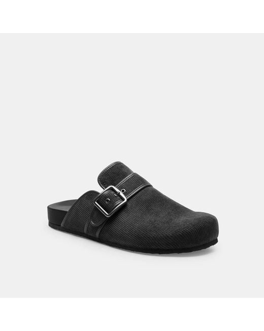 COACH Black Corduroy Leather Slip-On Clogs for men