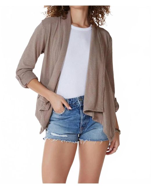 Bobi Blue Drape Front Blazer
