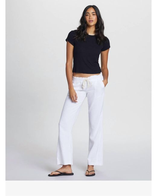 Roxy White Oceanside Flared Trousers Pant