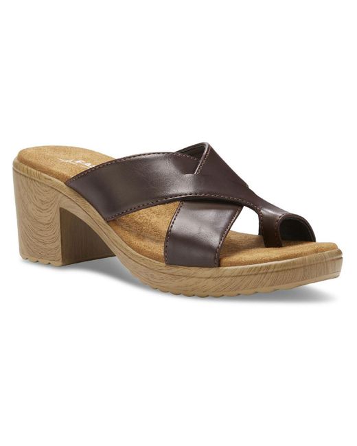 Eastland Brown Liza Faux Leather Criss-cross Front Heel Sandals