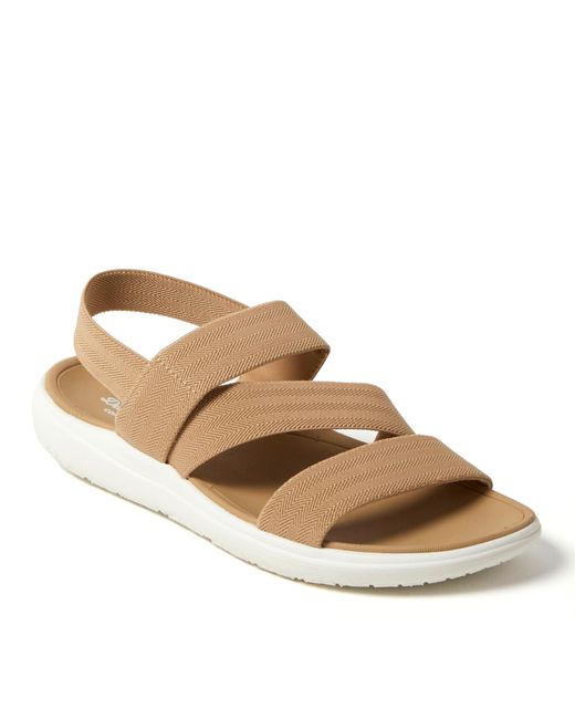 Dearfoams Brown Emilia Elastic Gore Strappy Sandal