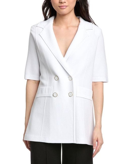 St. John White Double-Breasted Knit Blazer