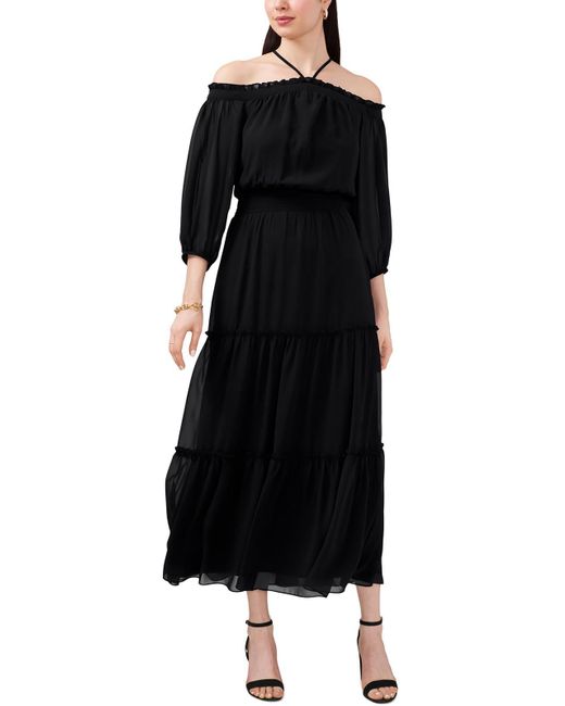 1.STATE Black Crepe Cut-out Maxi Dress