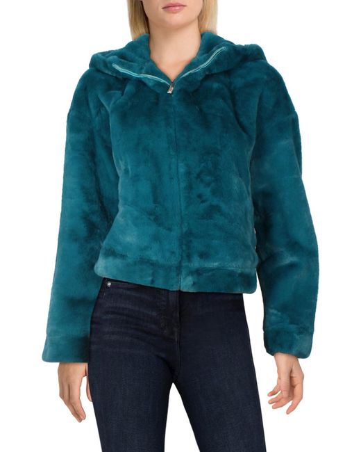 UGG Mandy Short Warm Faux Fur Coat in Blue | Lyst